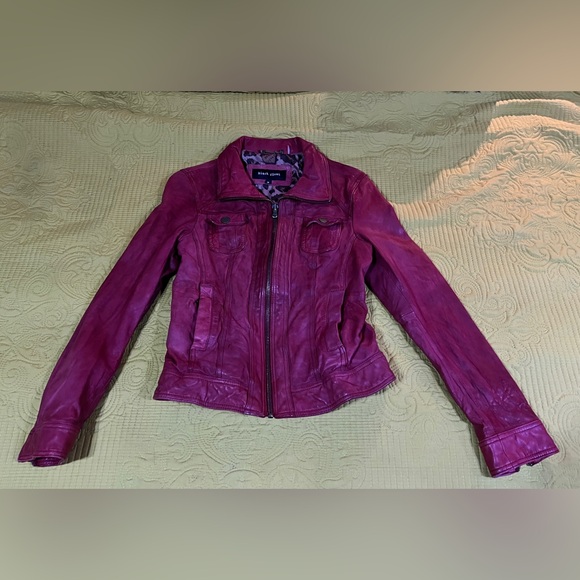 Black Rivet Red Leather Jacket - Picture 2 of 6